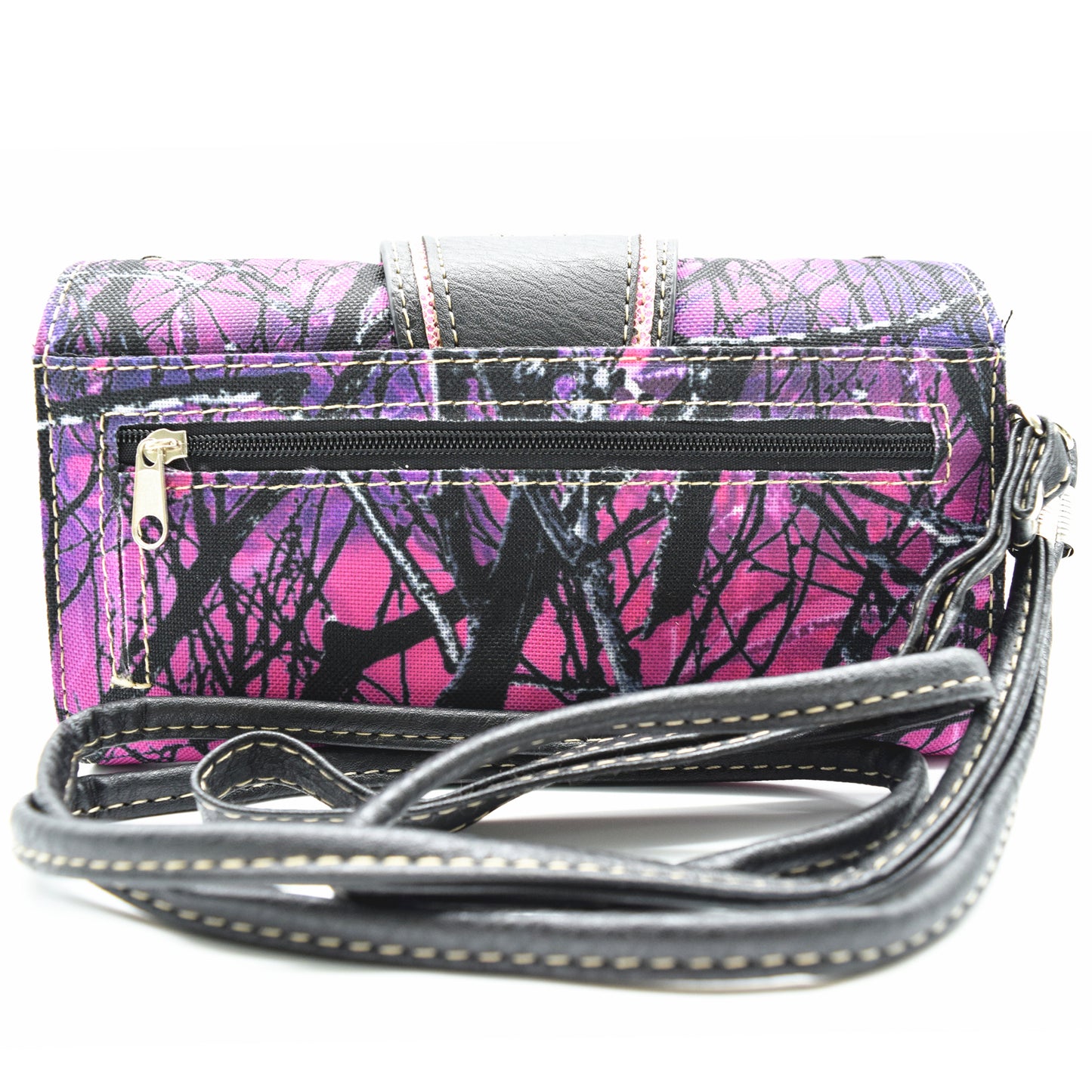 Camouflage Buckle Laser Cut Floral Western Style Women Trifold Wallet