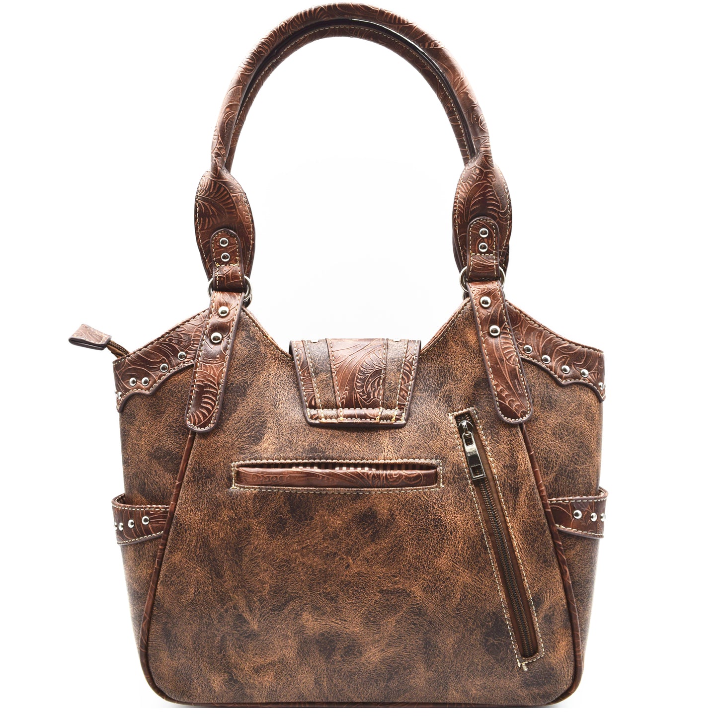 Western Style Buckle Conceal Carry Purse Matching Wallet Set Brown