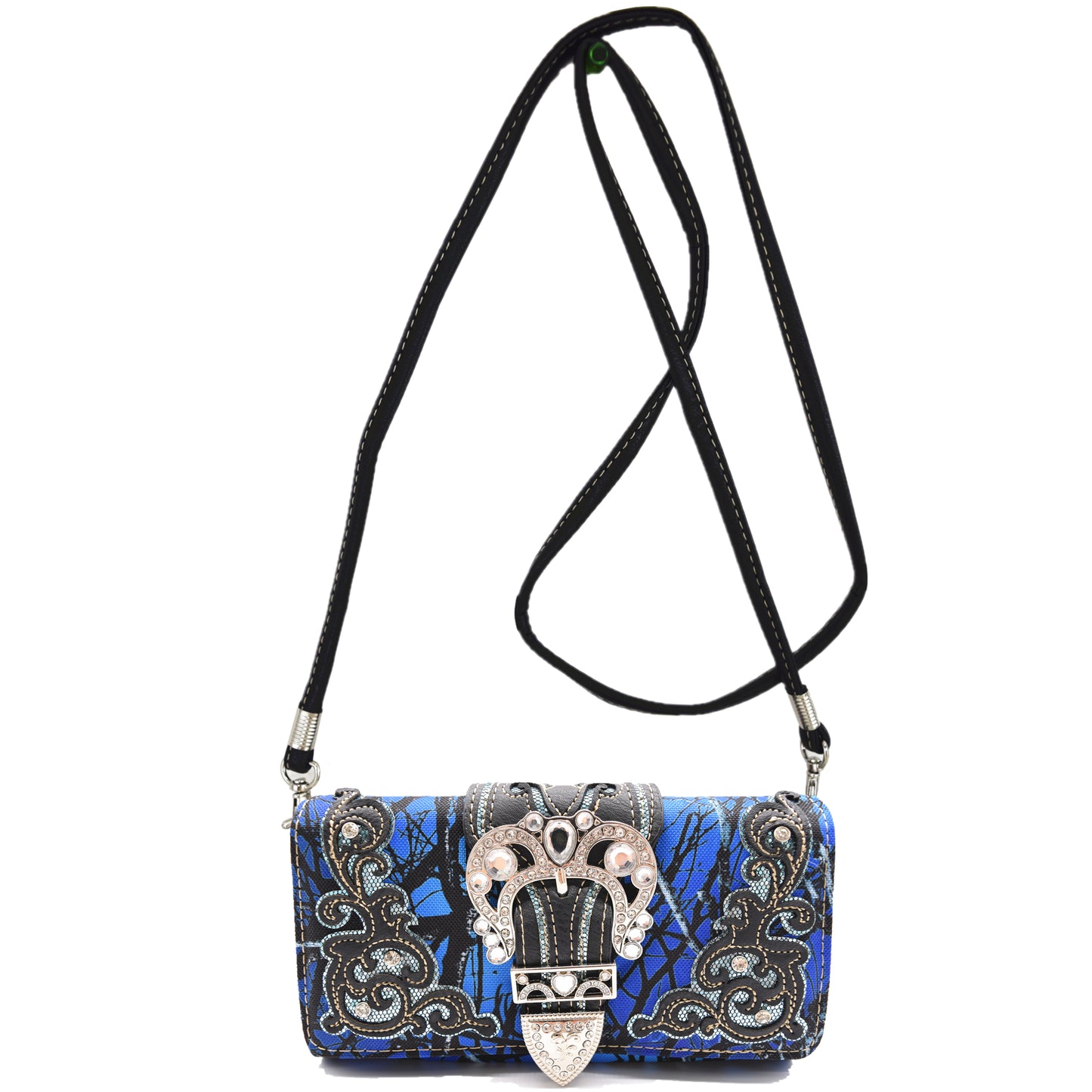 Camouflage Buckle Laser Cut Floral Western Style Women Trifold Wallet