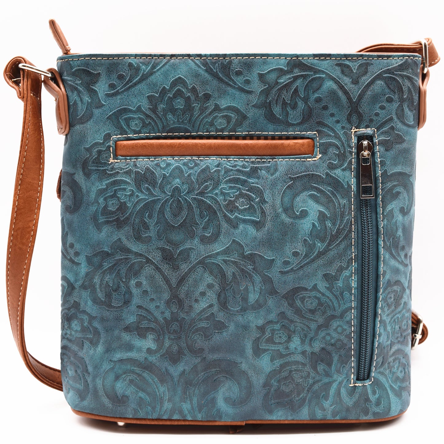 Western Style Tooled Leather Floral Fringe Women Crossbody Handbags