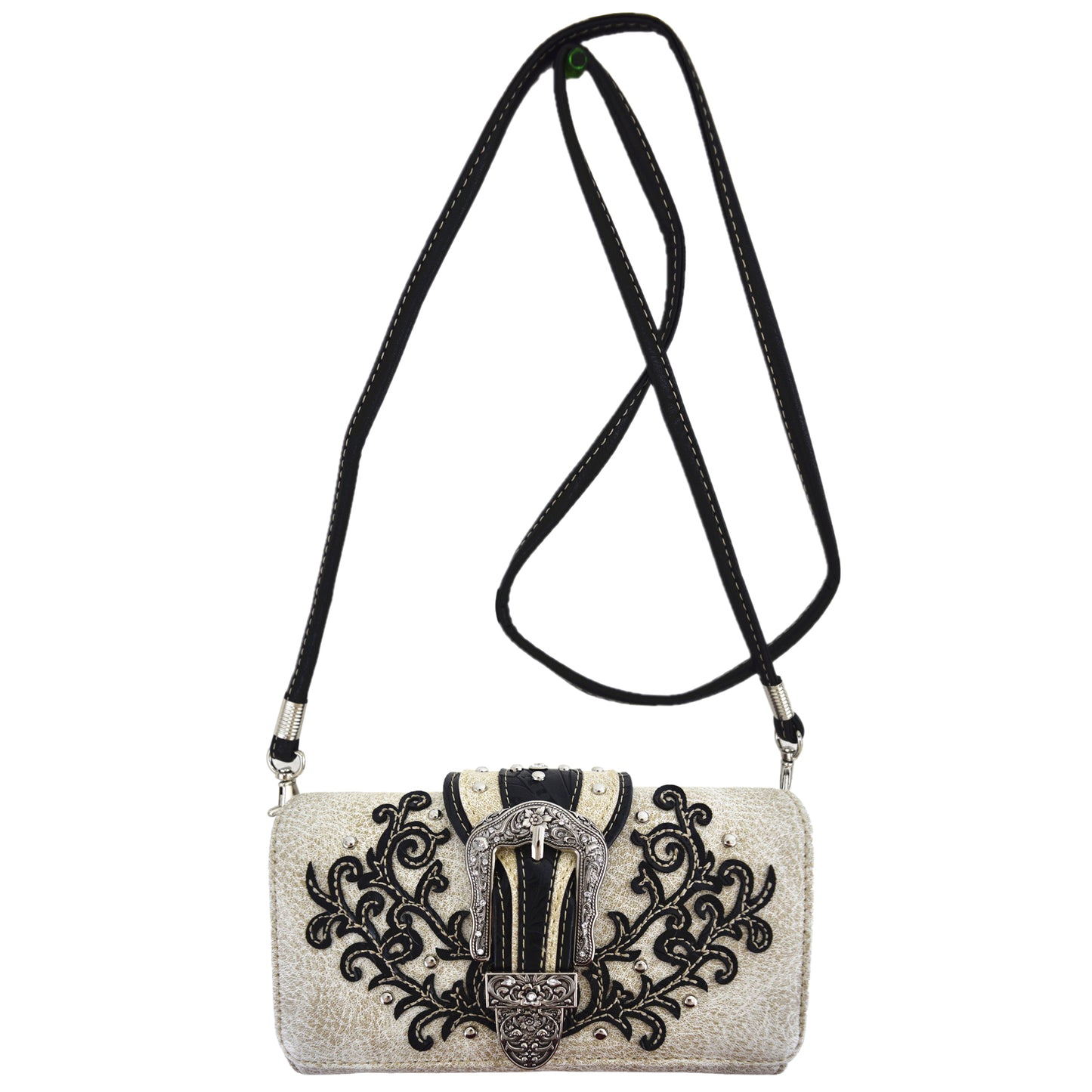 Western Style Buckle Laser Cut Floral Women Trifold Wallet