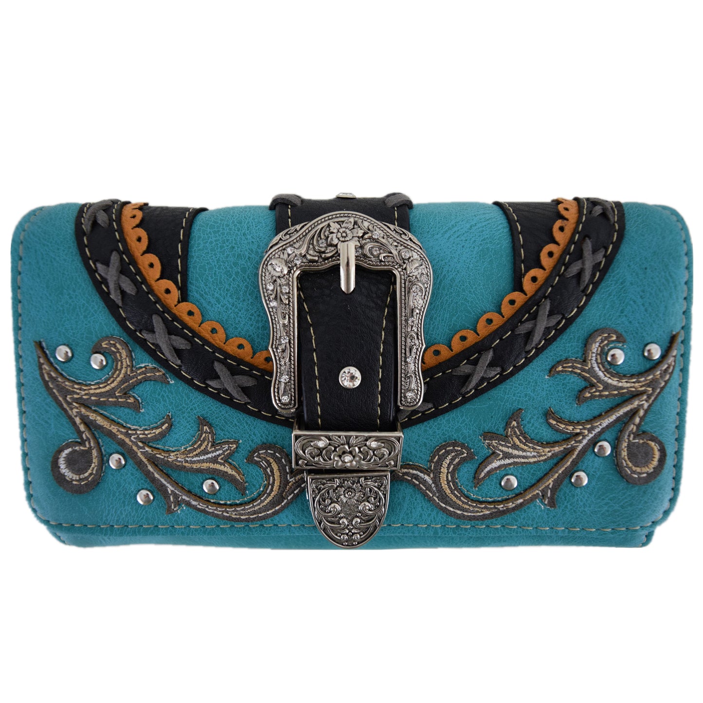 Western Style Tooled Buckle Women Backpack With Matching Wallet Set