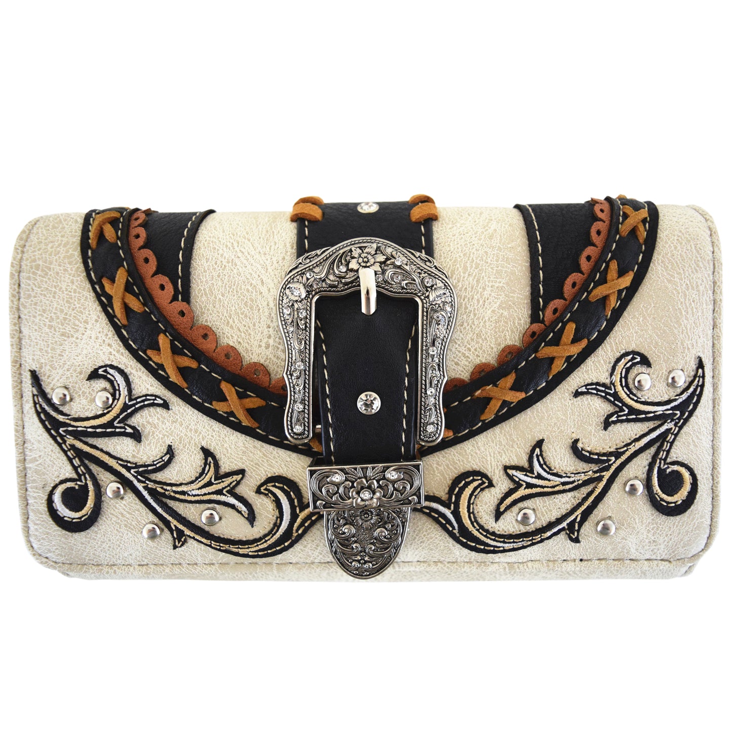 Western Style Tooled Buckle Women Backpack With Matching Wallet Set
