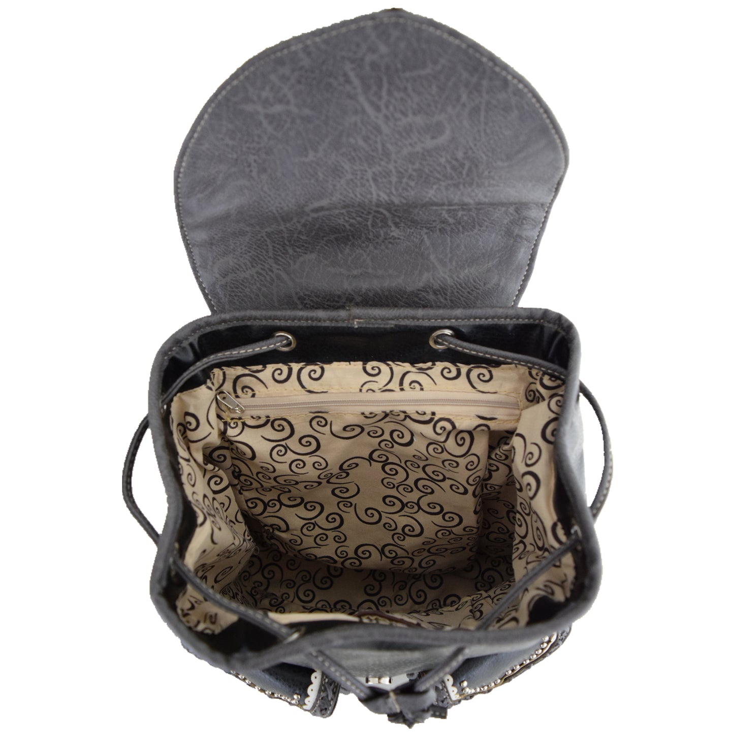 Western Style Tooled Buckle Women Backpack With Matching Wallet Set