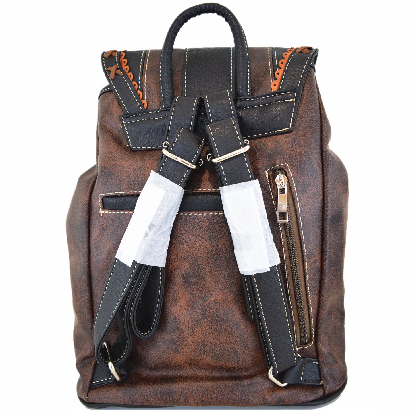 Western Style Tooled Buckle Women Backpack With Matching Wallet Set