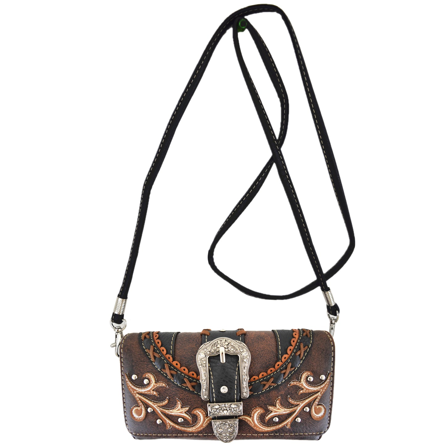 Western Style Tooled Buckle Women Backpack With Matching Wallet Set