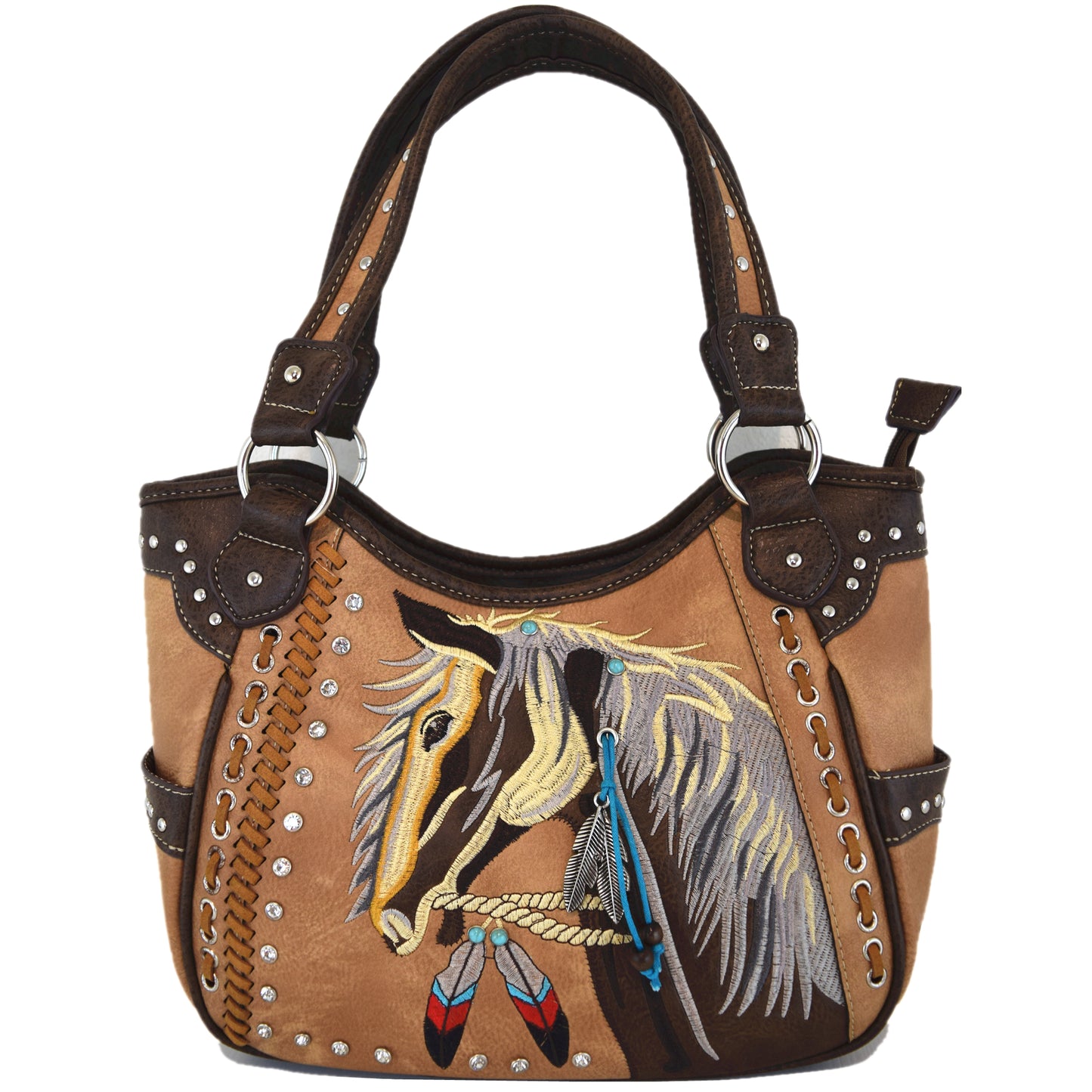 Western Style Embroidery Horse Concealed Carry Purse With Matching Wallet Set