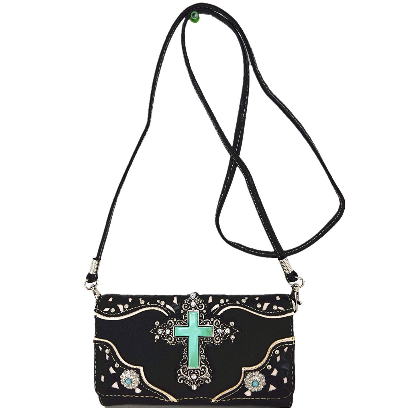 Western Style Cross Studded Women Trifold Wallet