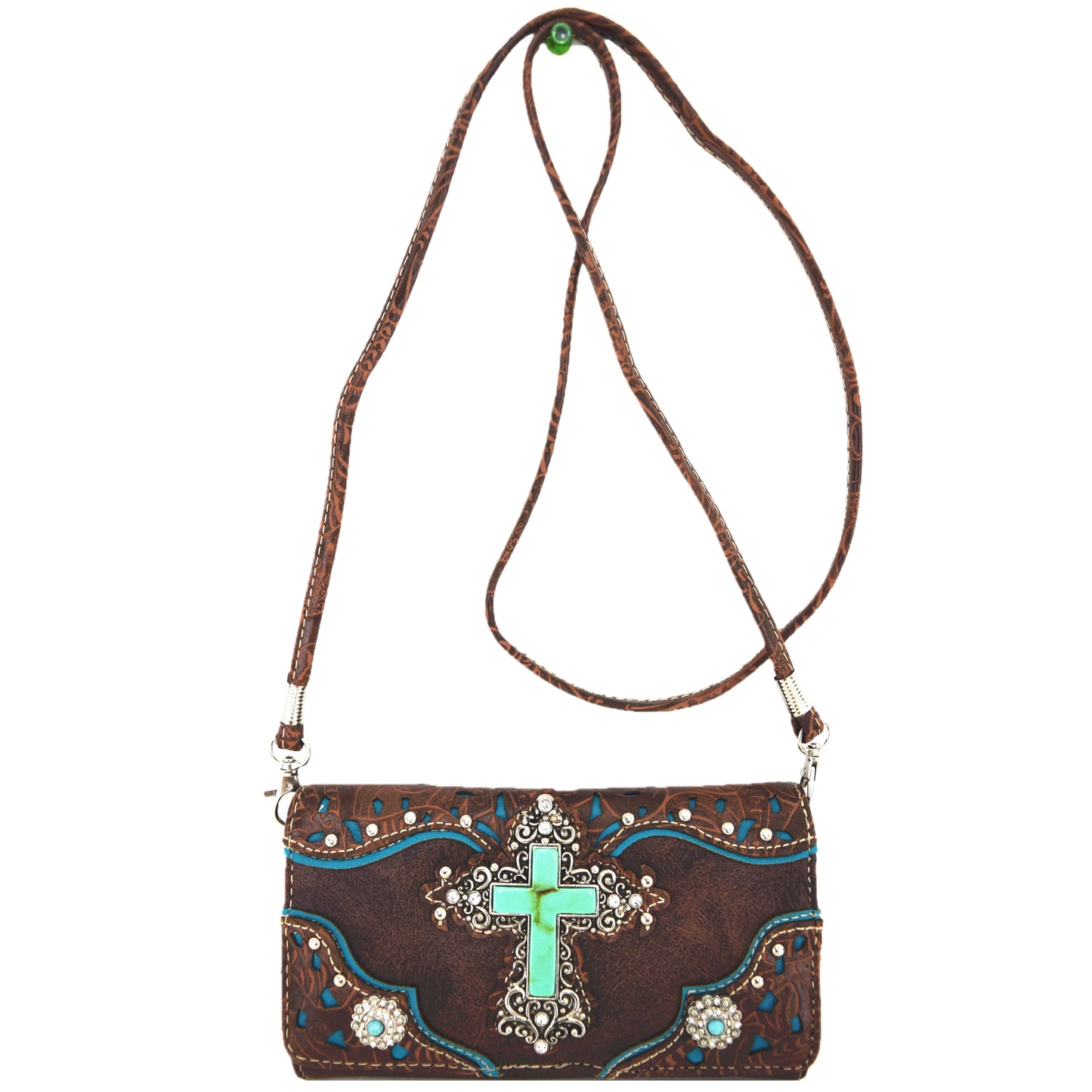 Western Style Cross Studded Women Trifold Wallet