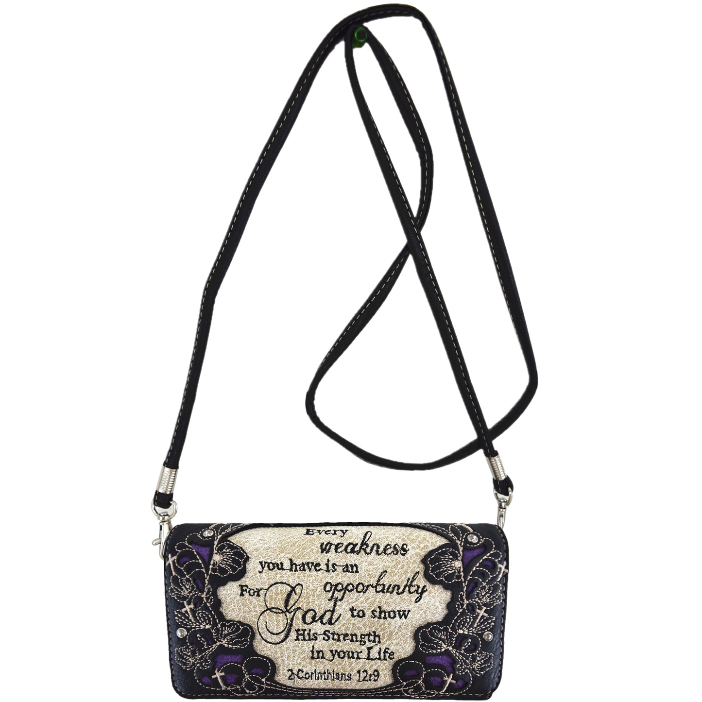 Western Style Embroidery Scripture Women Trifold Wallet