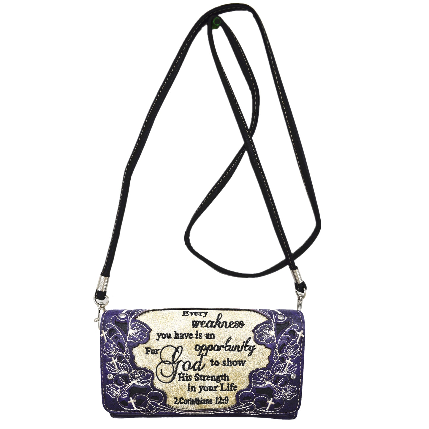 Western Style Embroidery Scripture Women Trifold Wallet