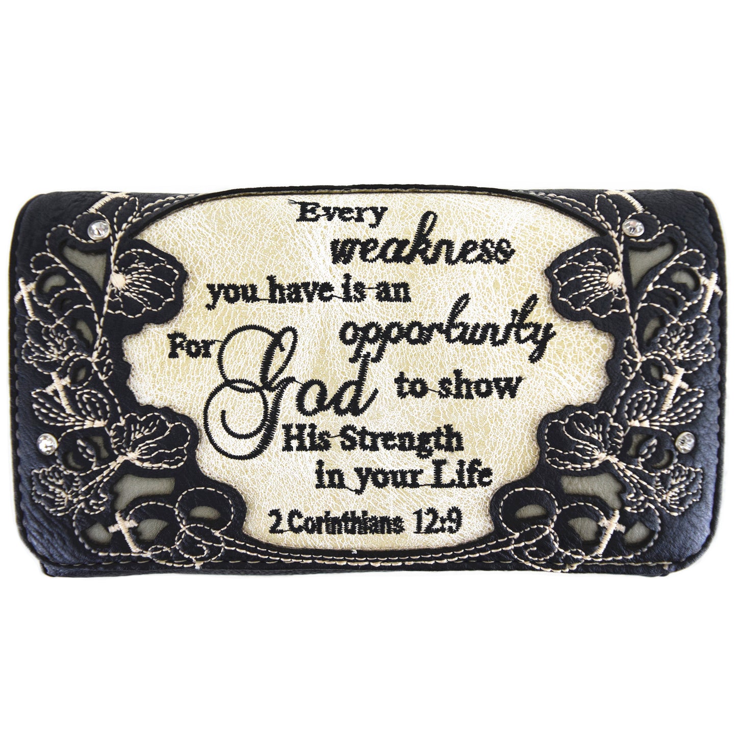 Western Style Embroidery Scripture Women Trifold Wallet