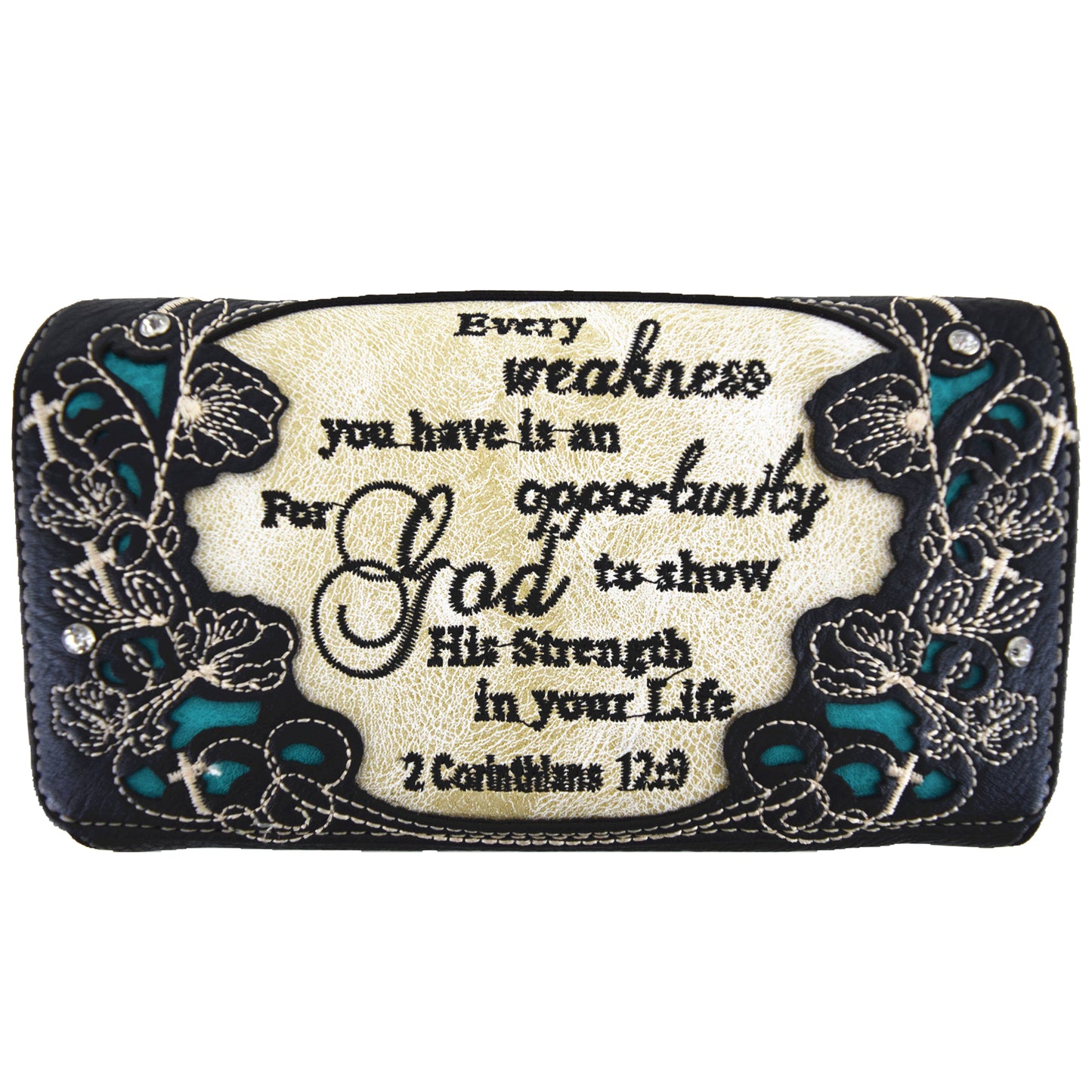 Western Style Embroidery Scripture Women Trifold Wallet