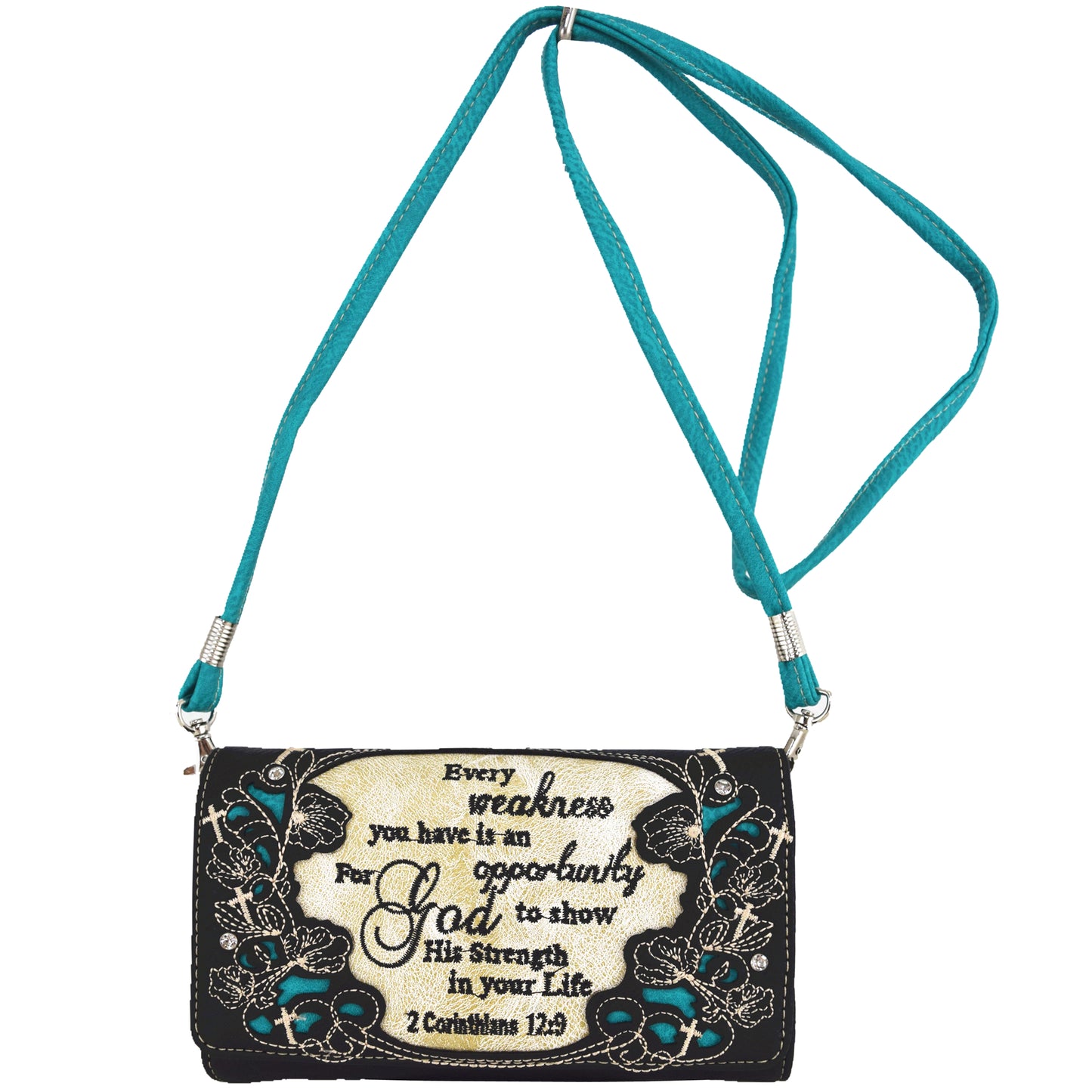 Western Style Embroidery Scripture Women Trifold Wallet