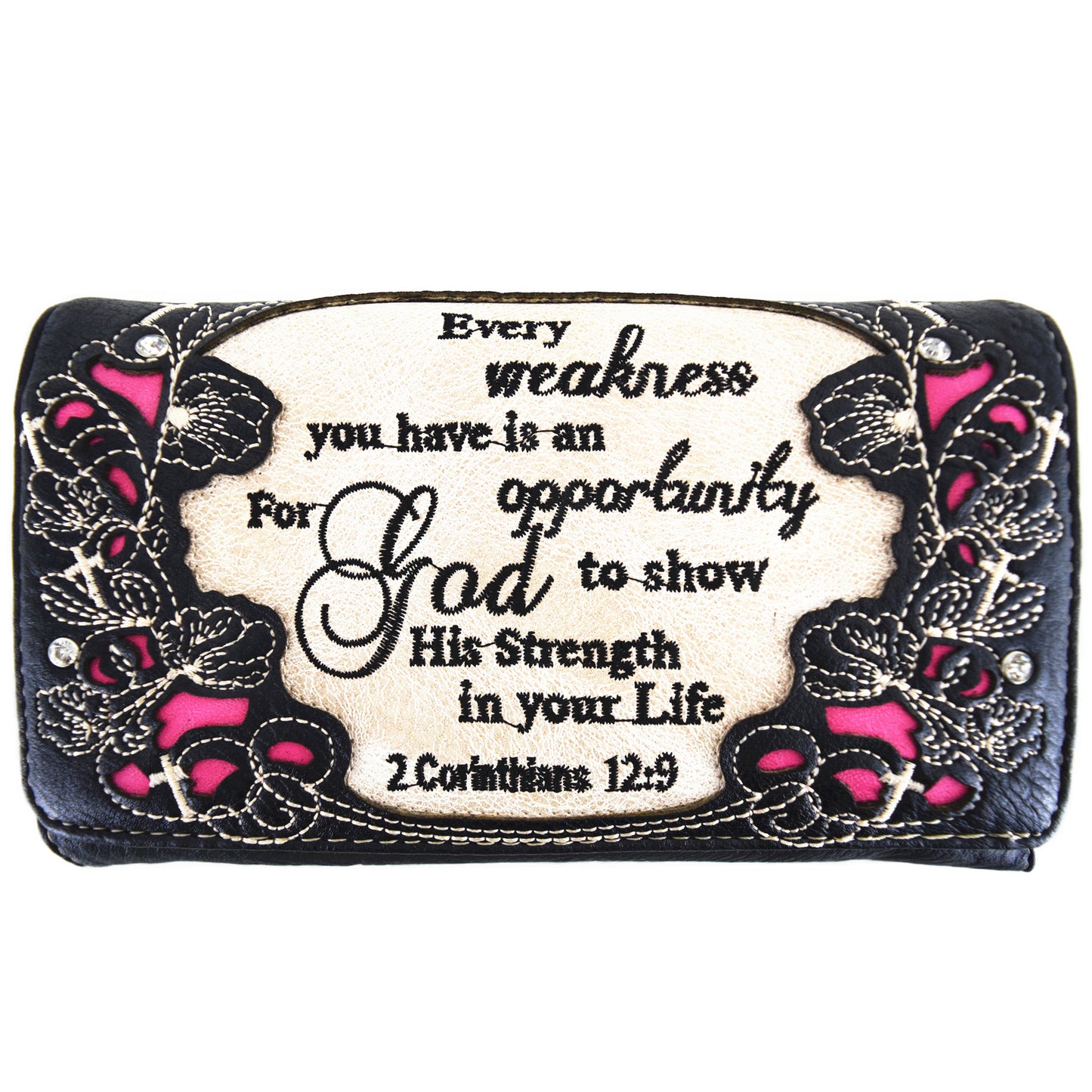 Western Style Embroidery Scripture Women Trifold Wallet