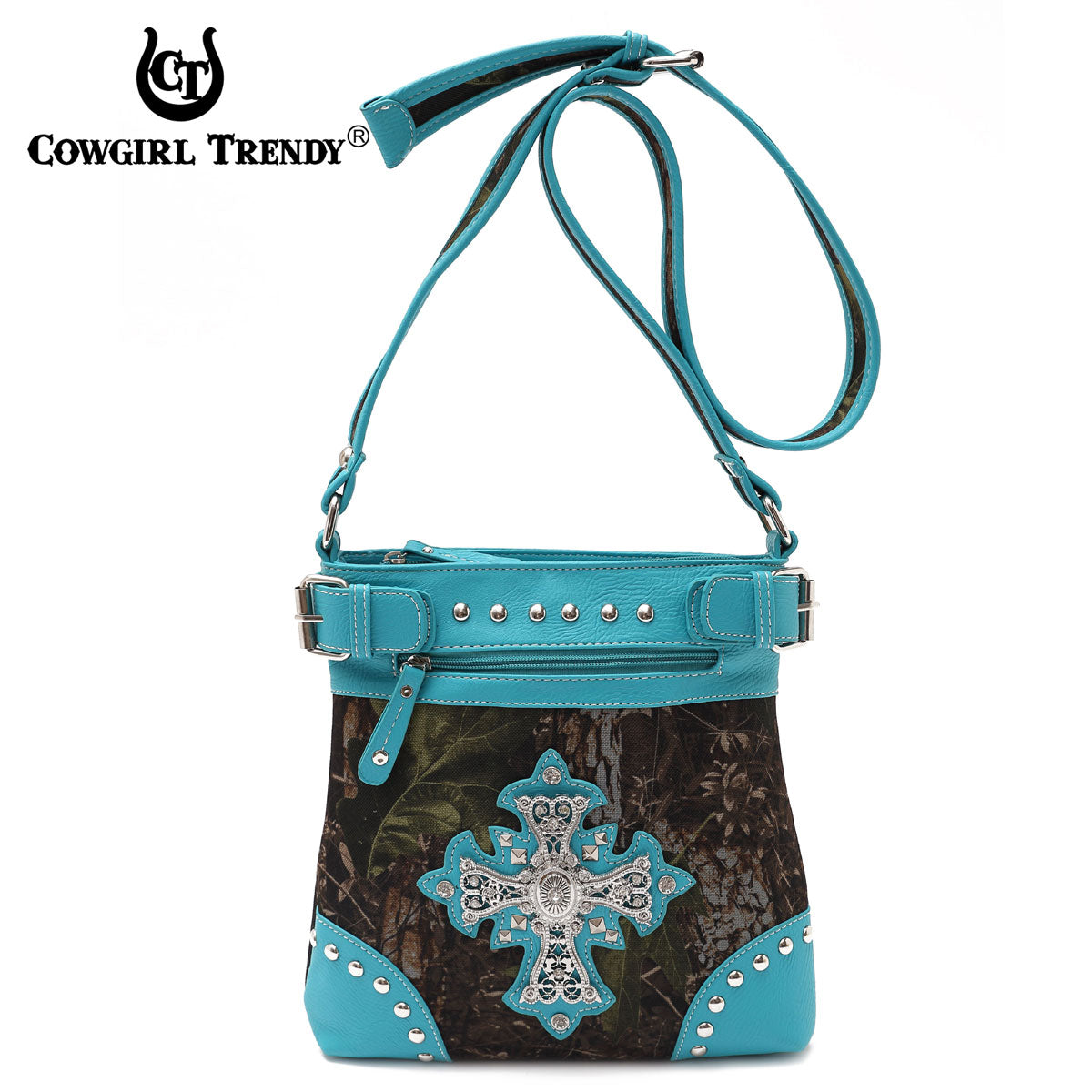 Camouflage Rhinestone Cross Studded Crossbody Handbags