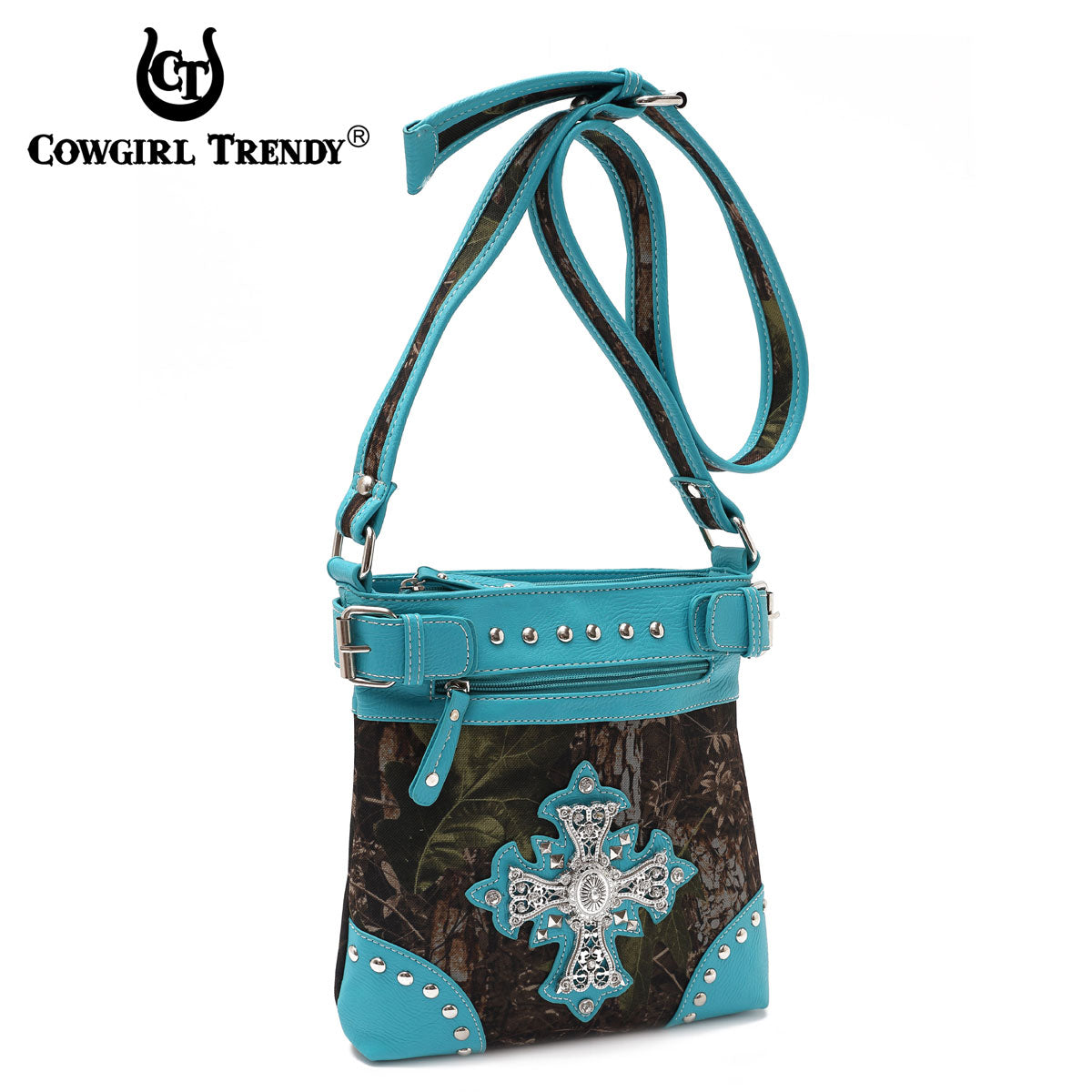 Camouflage Rhinestone Cross Studded Crossbody Handbags