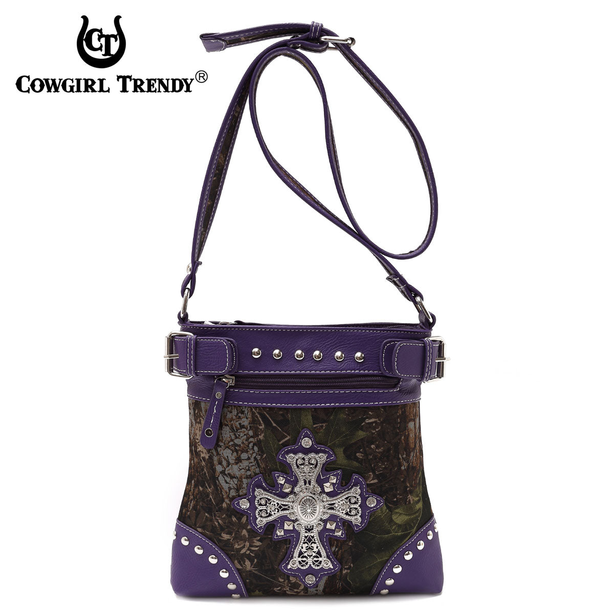 Camouflage Rhinestone Cross Studded Crossbody Handbags