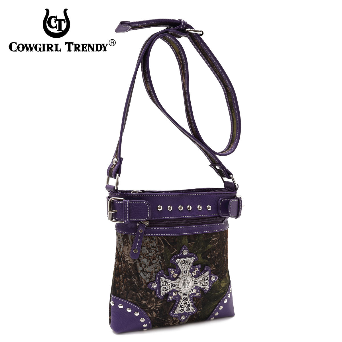 Camouflage Rhinestone Cross Studded Crossbody Handbags