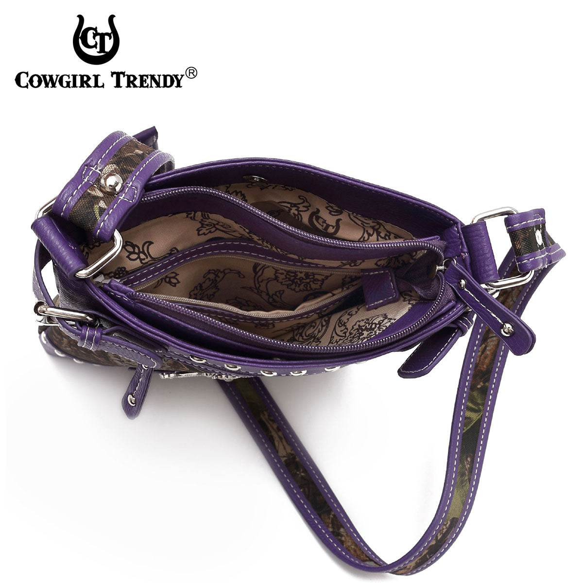 Camouflage Rhinestone Cross Studded Crossbody Handbags