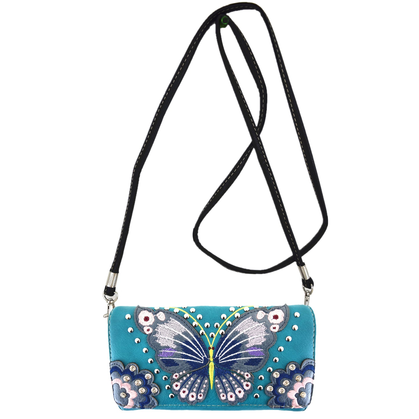 Western Style Embroidery Butterfly Women Trifold Wallet