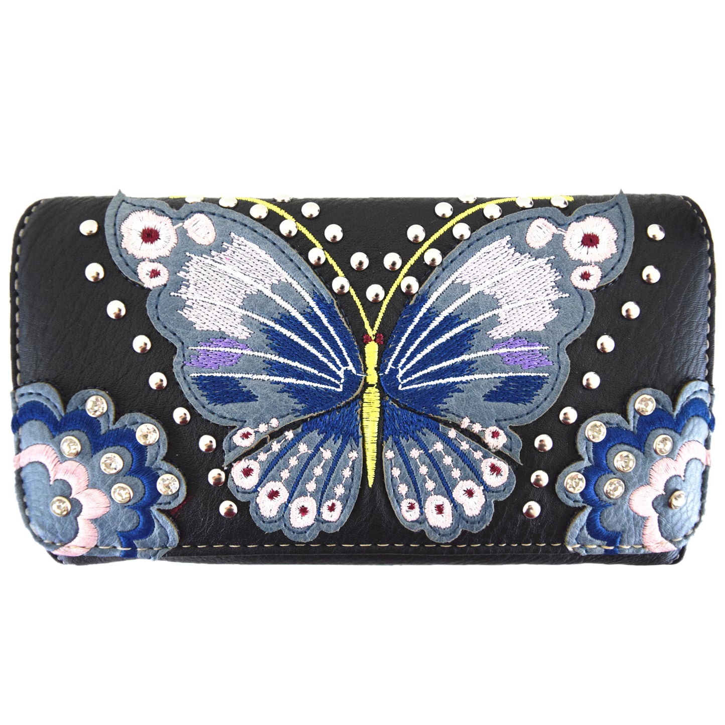 Western Style Embroidery Butterfly Women Trifold Wallet