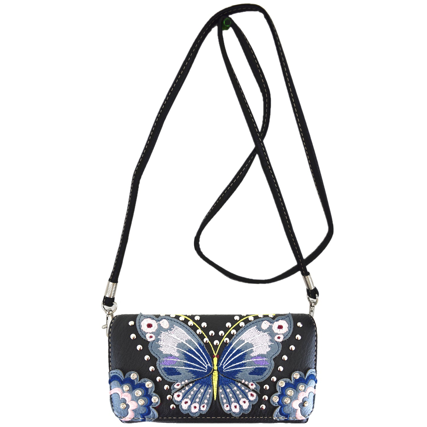 Western Style Embroidery Butterfly Women Trifold Wallet