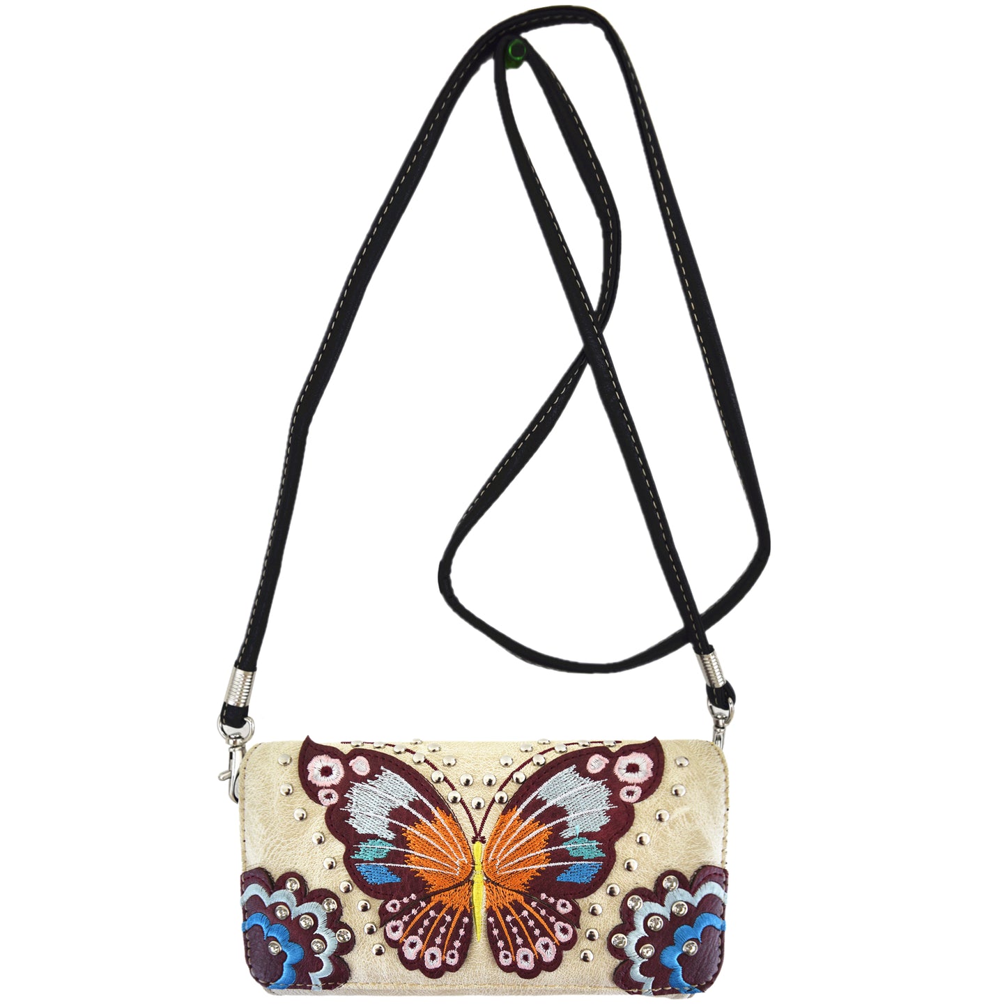 Western Style Embroidery Butterfly Women Trifold Wallet