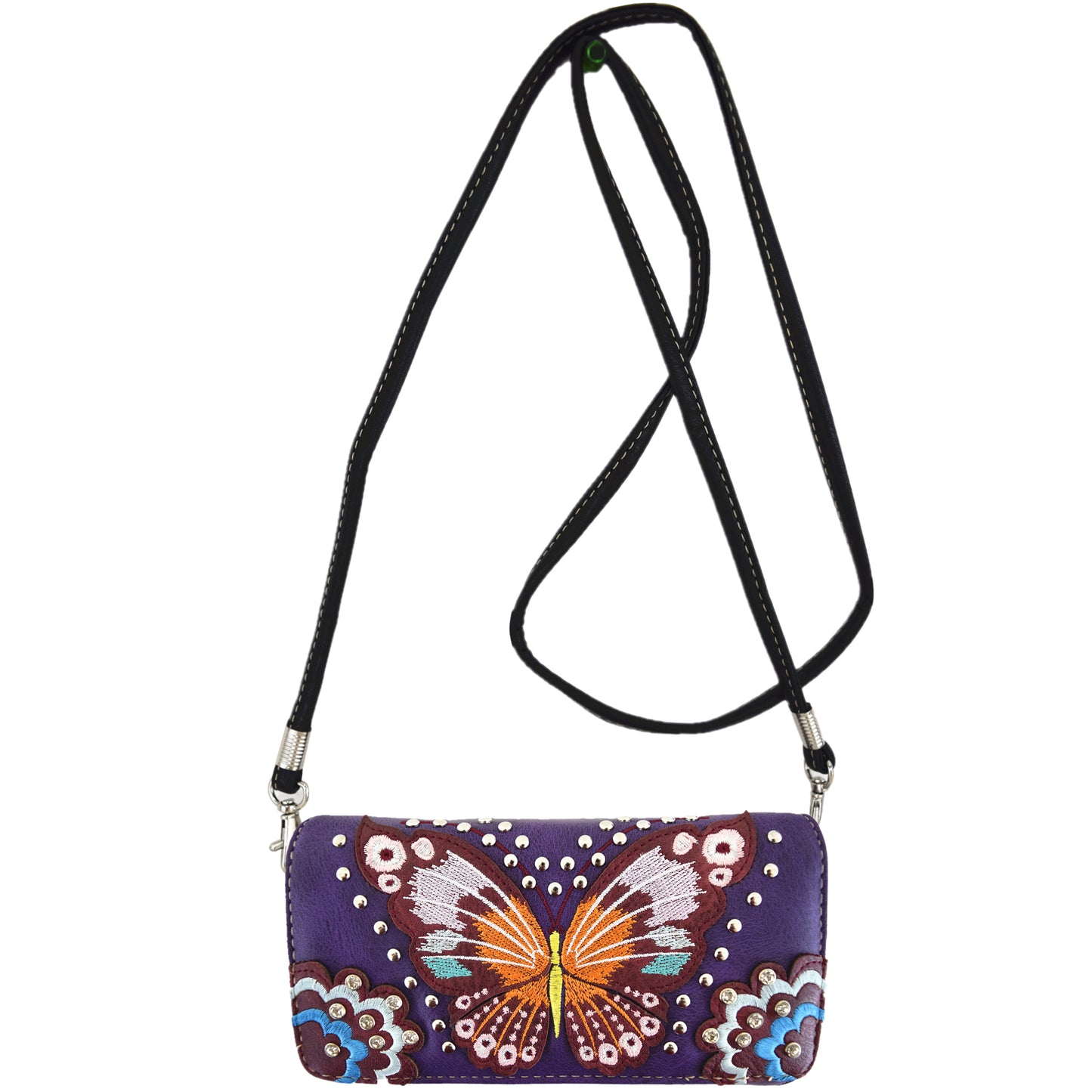 Western Style Embroidery Butterfly Women Trifold Wallet