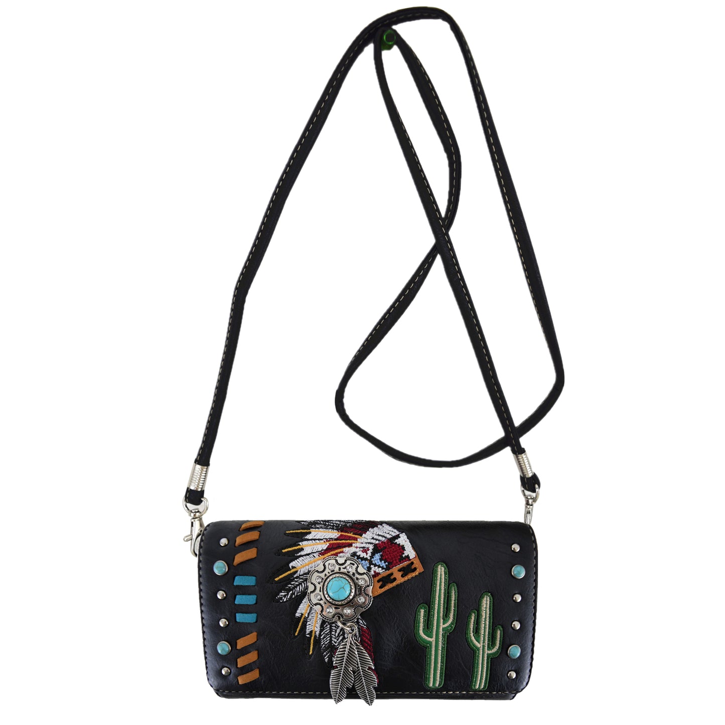 Native American Chieftain Cactus Women Trifold Wallet