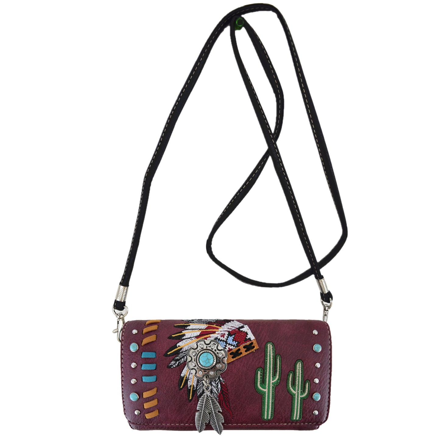 Native American Chieftain Cactus Women Trifold Wallet