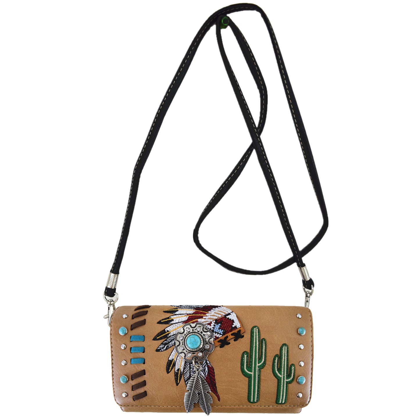 Native American Chieftain Cactus Women Trifold Wallet