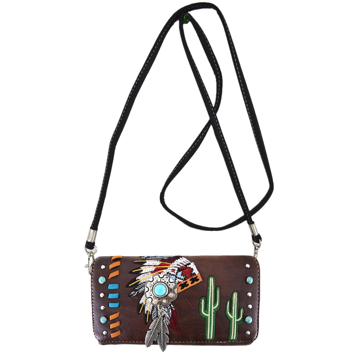 Native American Chieftain Cactus Women Trifold Wallet