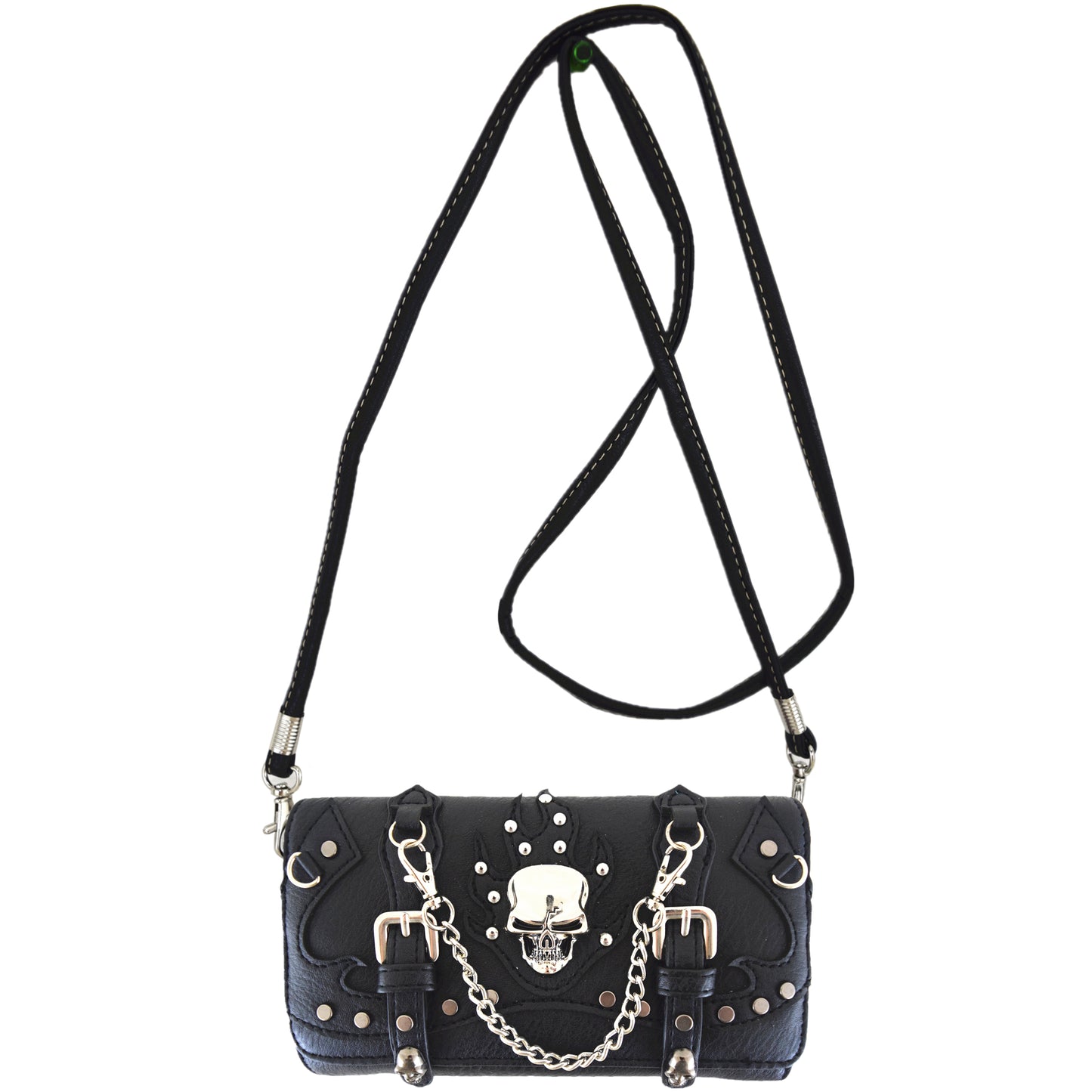 Gothic Skull Punk Chain Women Trifold Wallet
