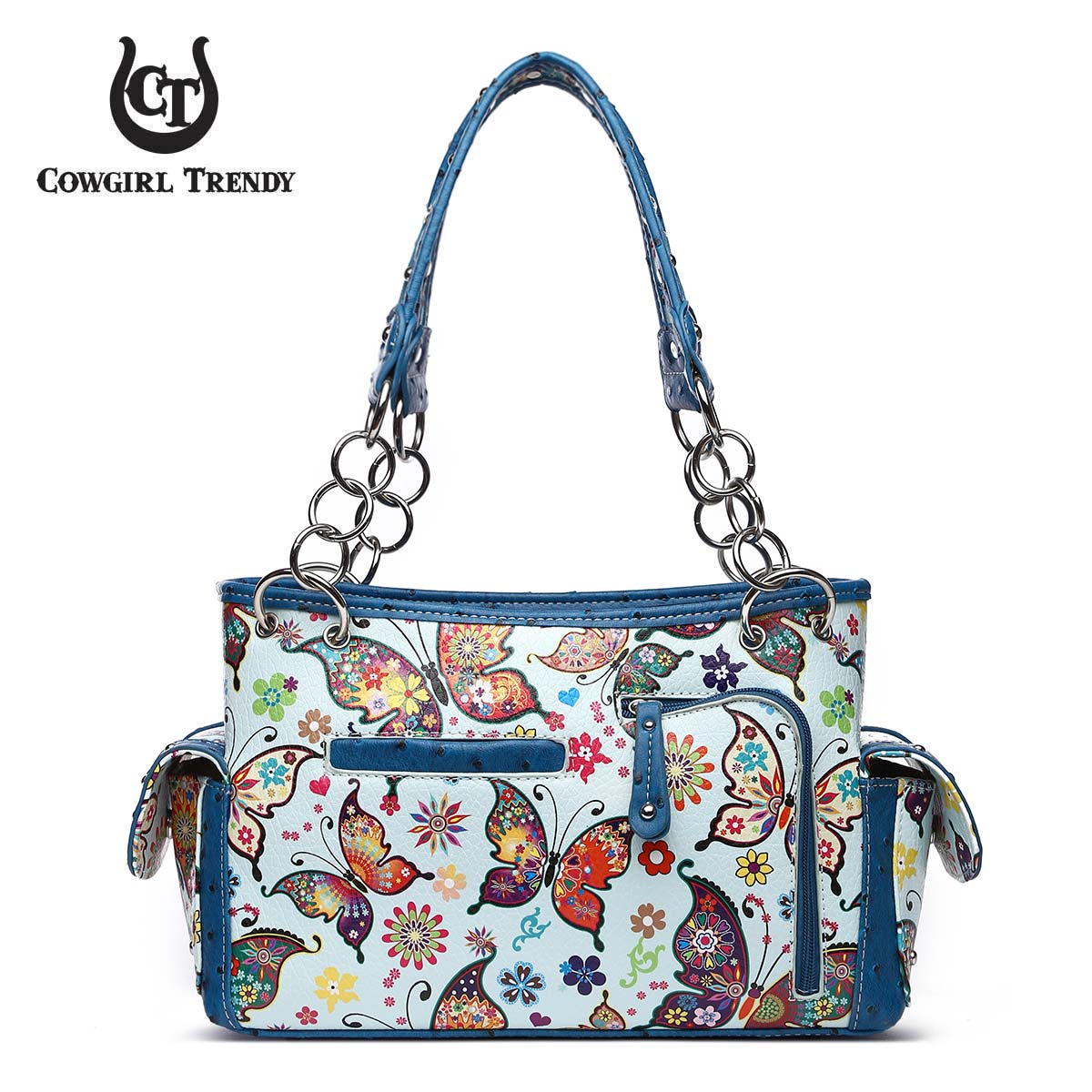 Colorful Butterfly Women Purse with Matching Wallet Set