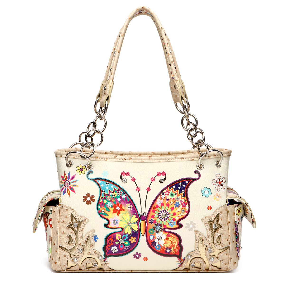 Colorful Butterfly Women Purse with Matching Wallet Set
