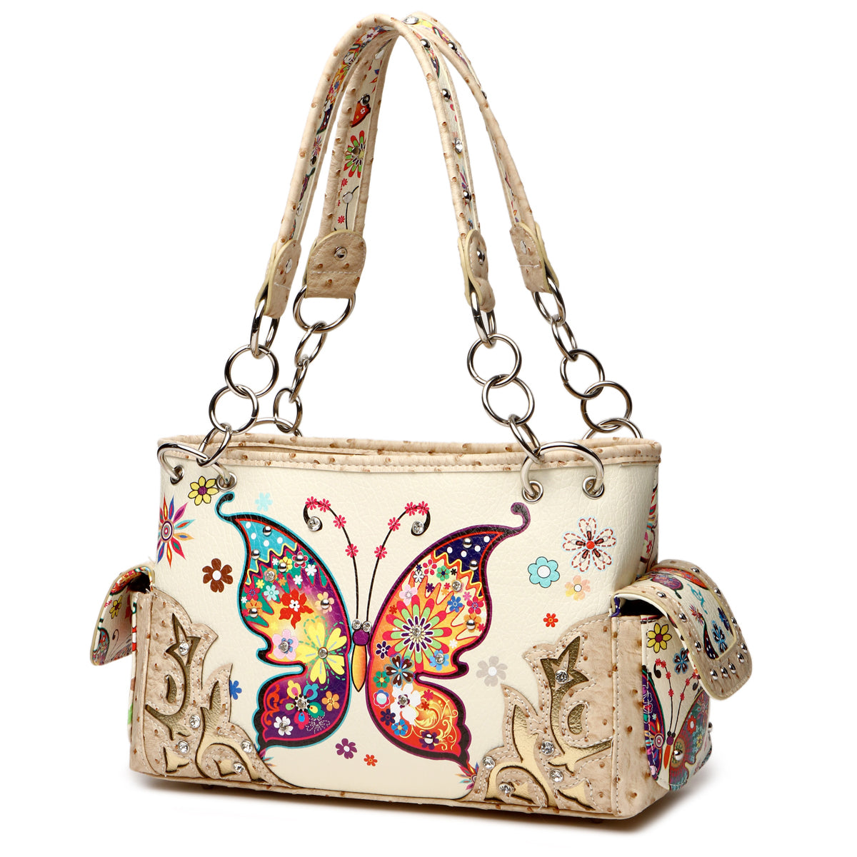 Colorful Butterfly Women Purse with Matching Wallet Set
