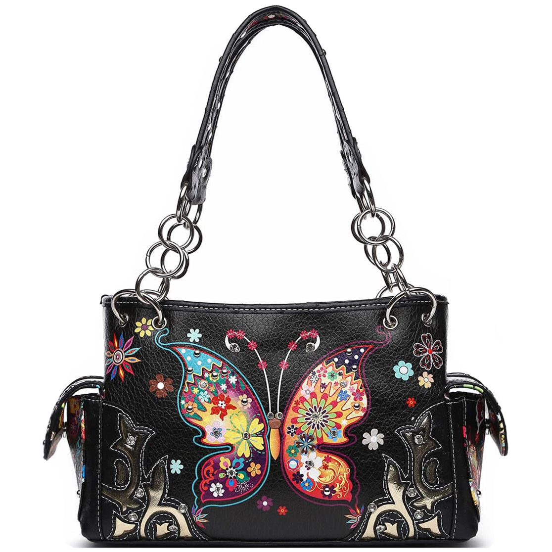 Colorful Butterfly Women Purse with Matching Wallet Set