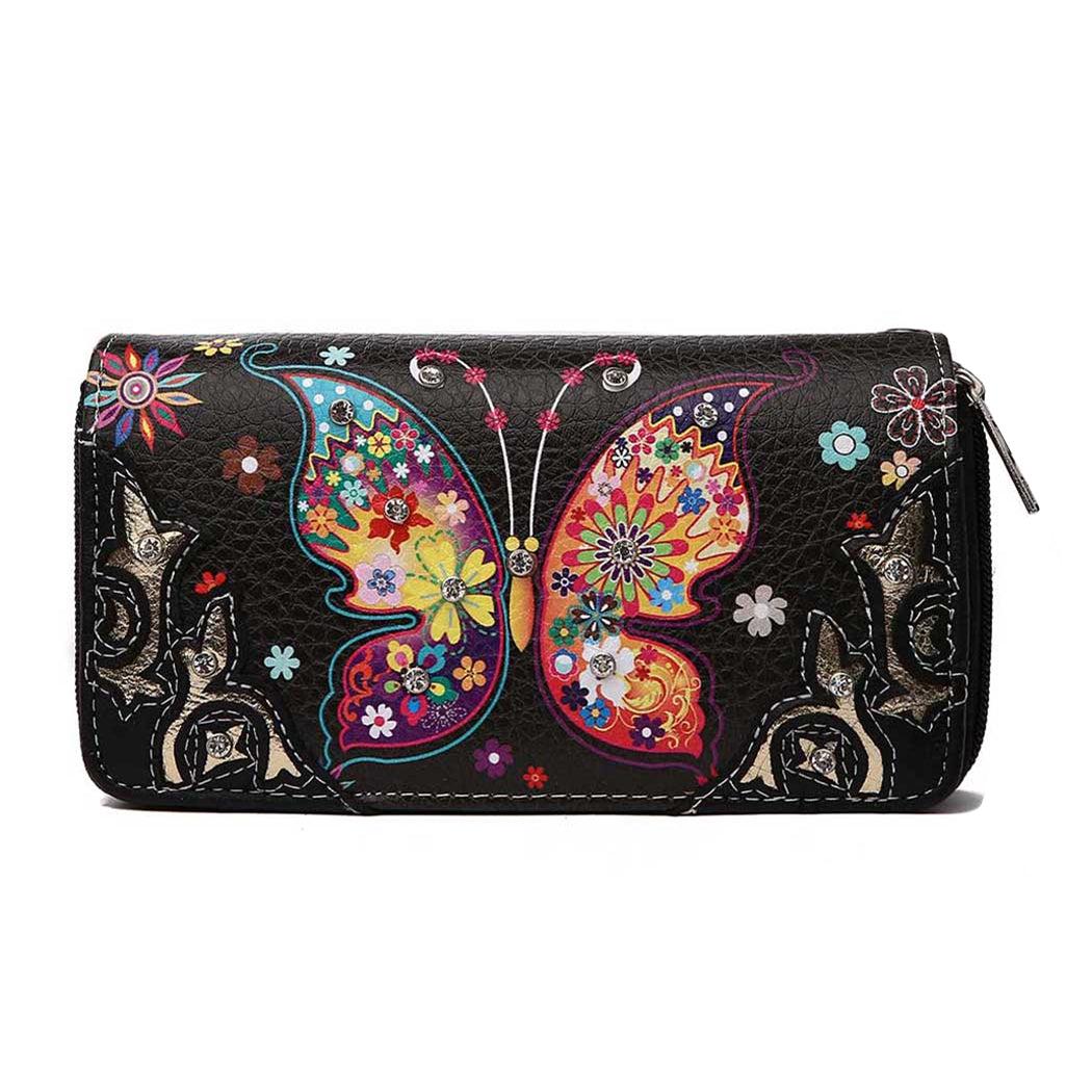 Colorful Butterfly Women Purse with Matching Wallet Set