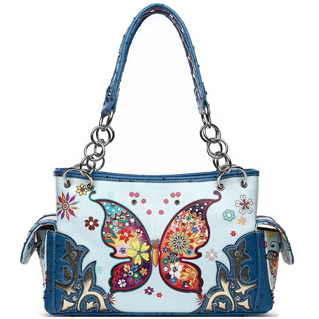 Colorful Butterfly Women Purse with Matching Wallet Set