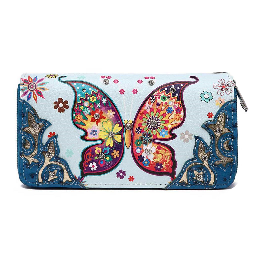 Colorful Butterfly Women Purse with Matching Wallet Set