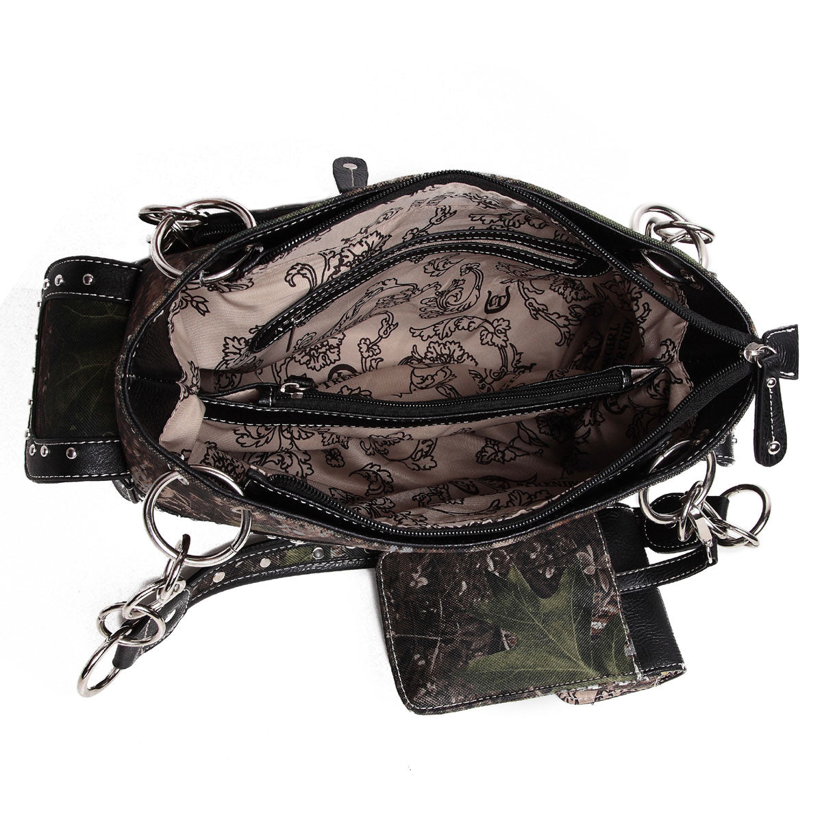 Camouflage Cross Wings Women Purse with Matching Wallet Set