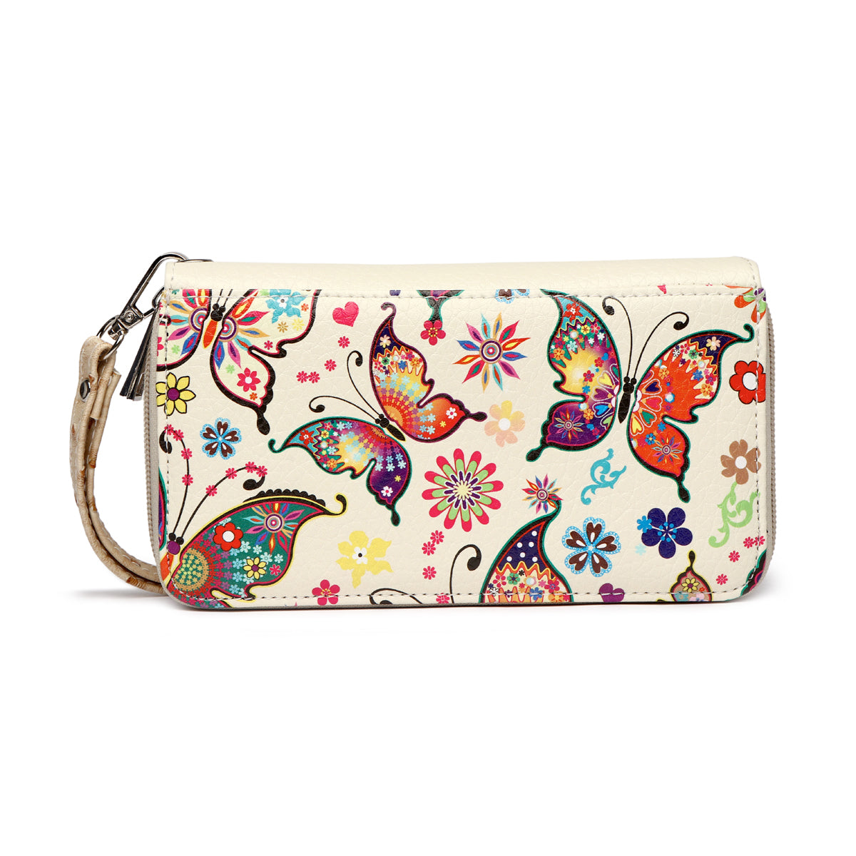 Western Style Spring Butterfly Women Double Zipper Wallet