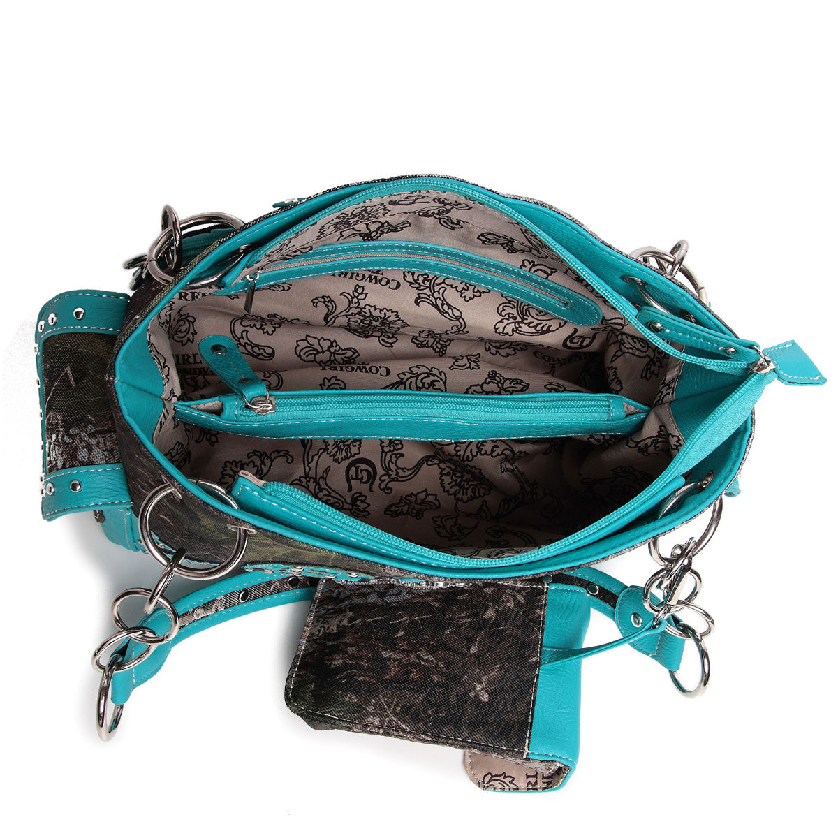 Camouflage Cross Wings Women Purse with Matching Wallet Set