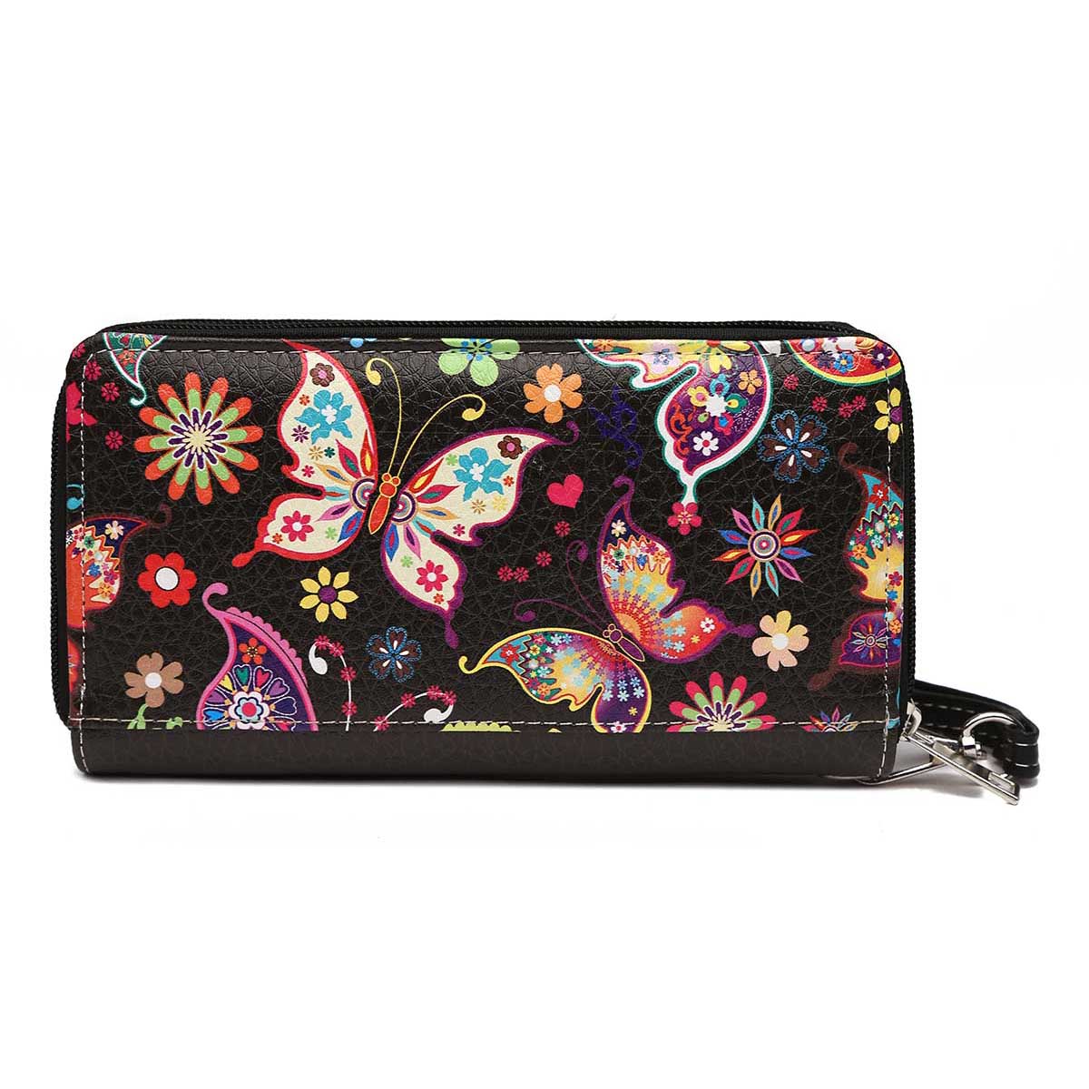 Western Style Spring Butterfly Women Double Zipper Wallet