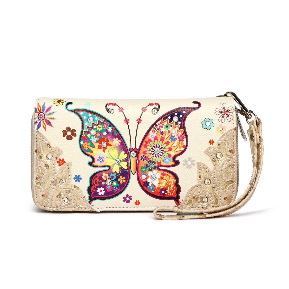 Western Style Spring Butterfly Women Double Zipper Wallet