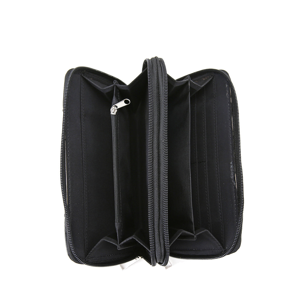 Camouflage Cross Wings Women Double Zipper Wallet
