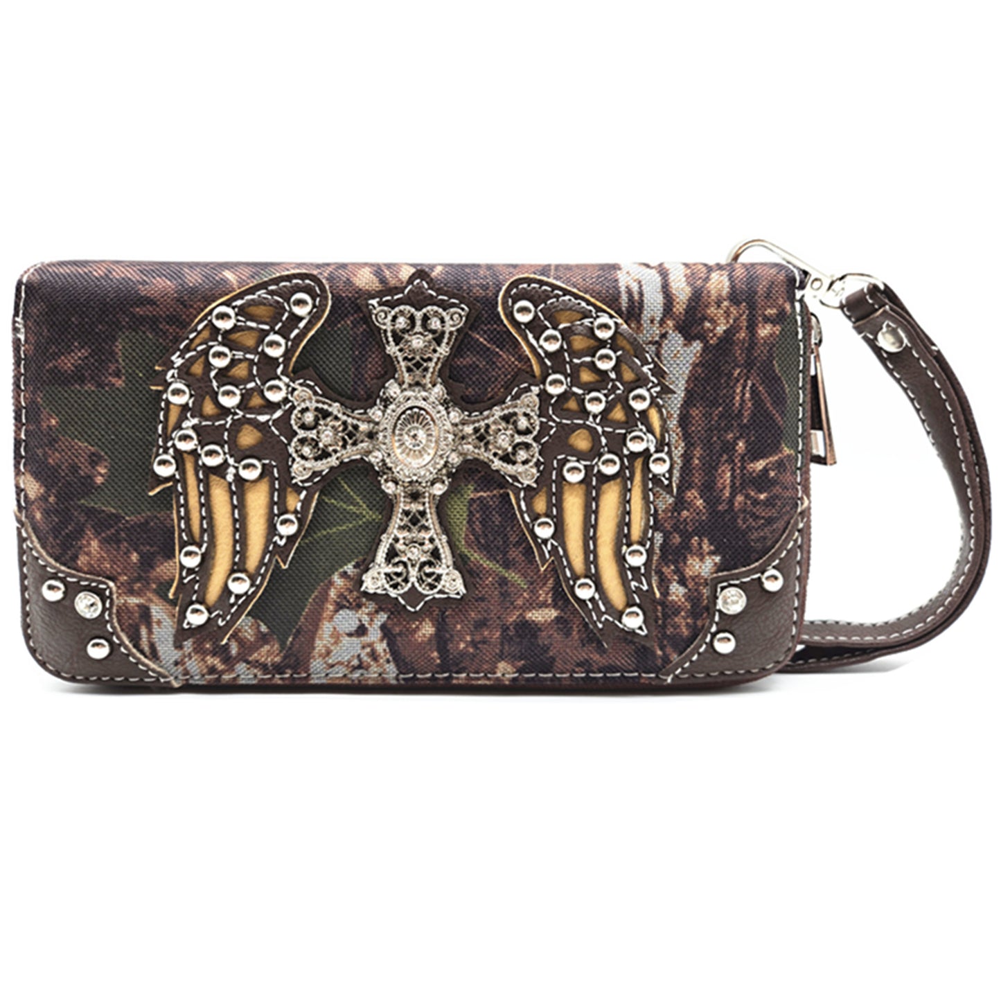 Camouflage Cross Wings Women Purse with Matching Wallet Set