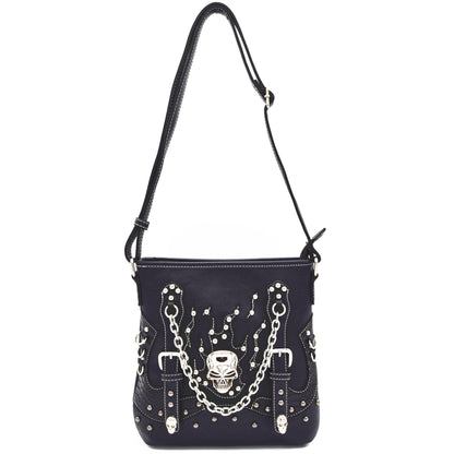 Punk Gothic Rock Metallic Skull Chain Studs Crossbody Bag