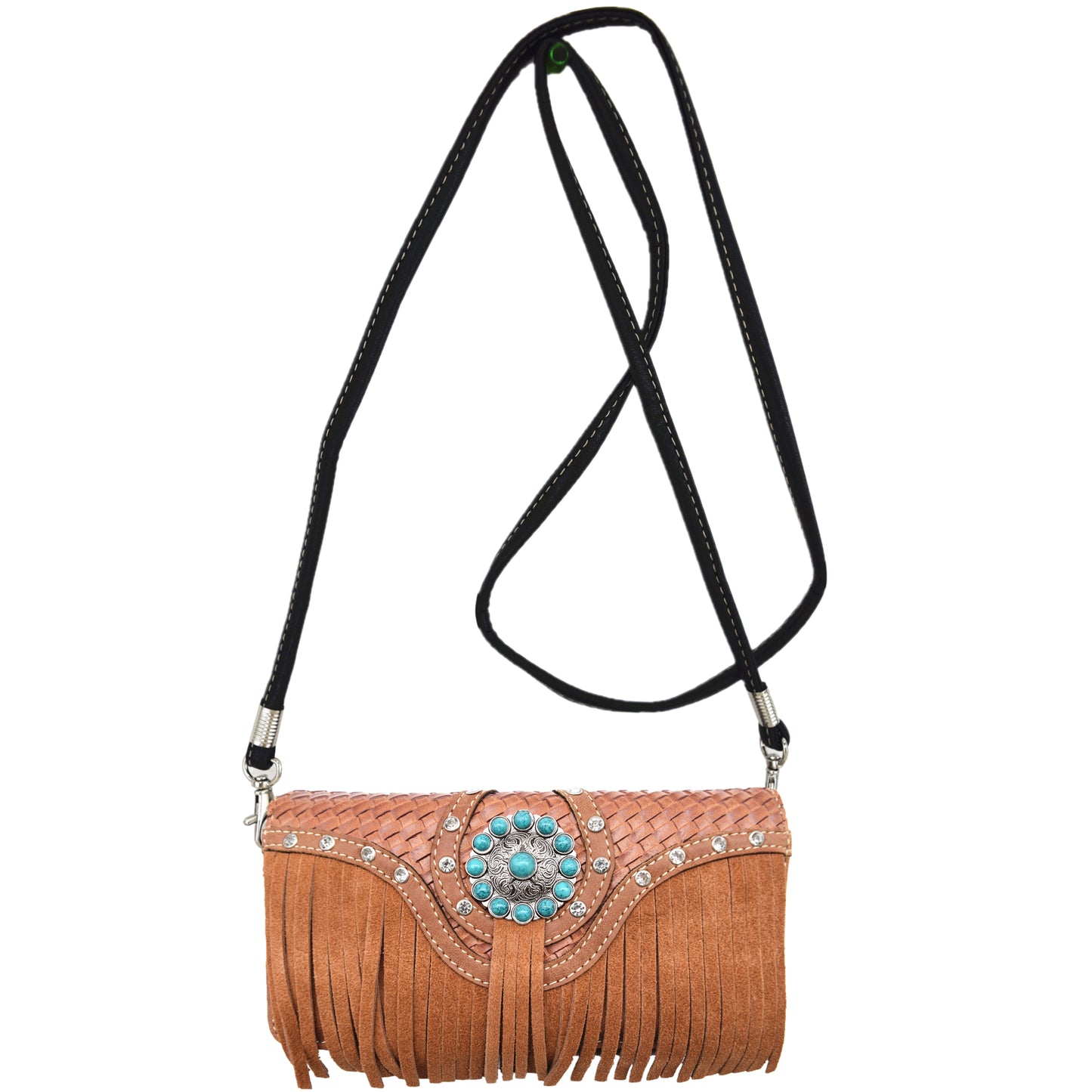 Western Style Fringe Conchos Studded Women Trifold Wallet